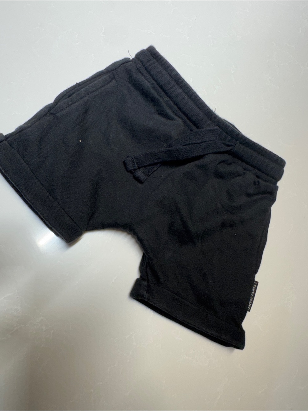 Kids Black Pull-On Cotton Shorts with Drawstring